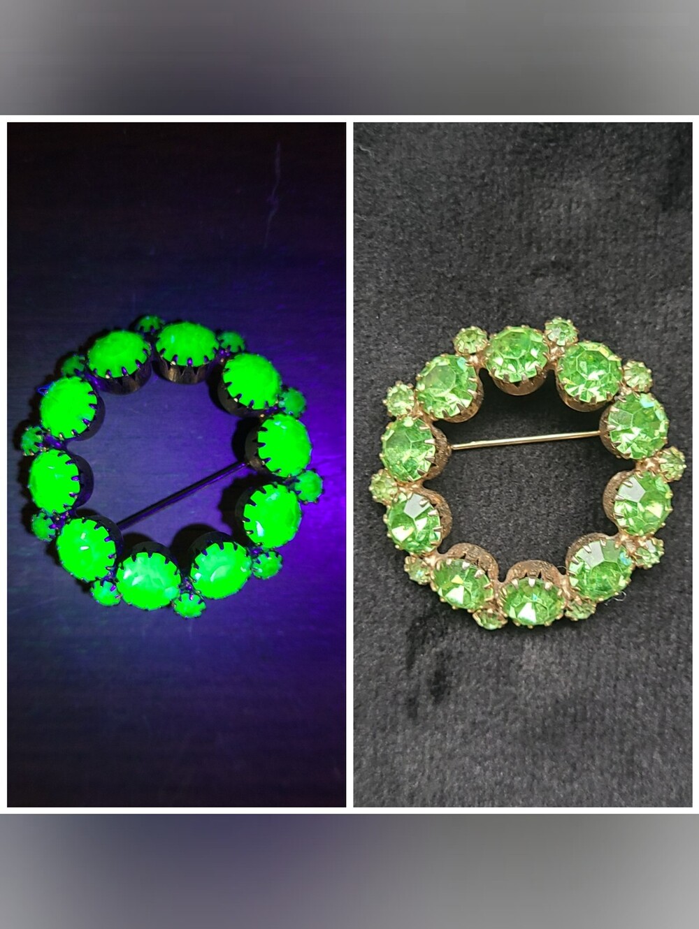Uranium Glass Vintage Brooch